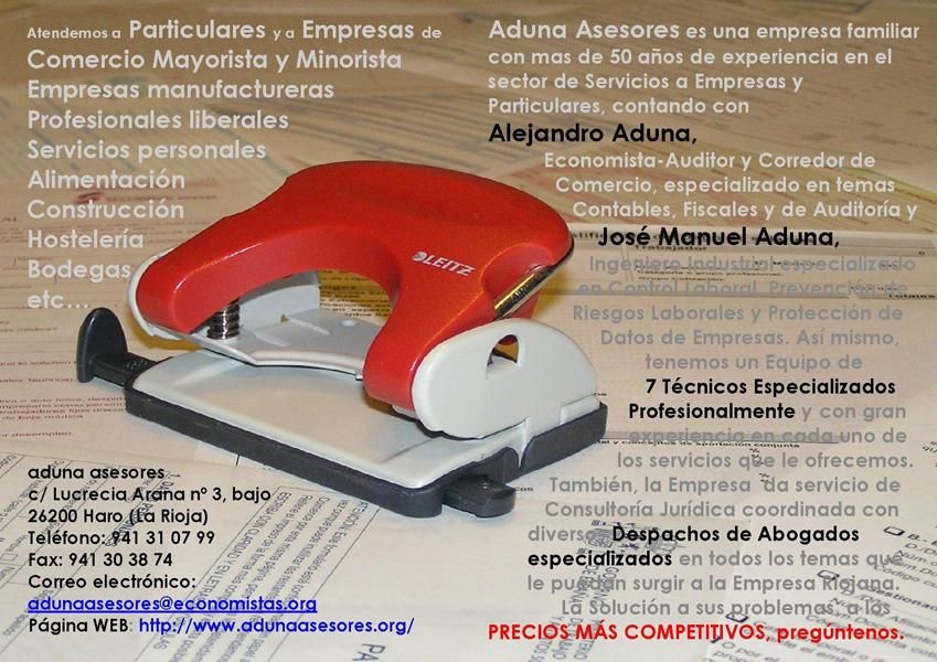 Aduna Asesores - Publicidad con información de la oficina